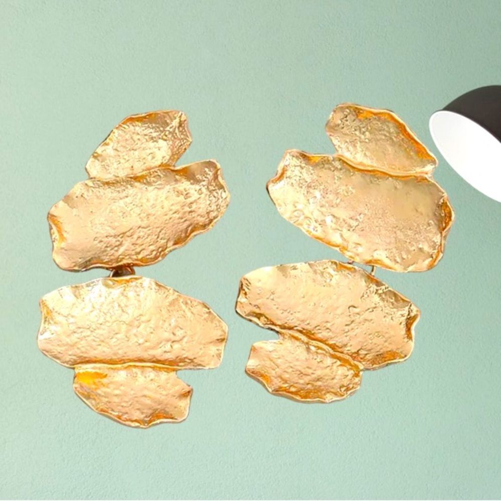 Party Dangle Vintage Leaf Earrings 14k Goldplated